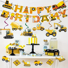 Construction Car Spiral Hanging Banner for Boy's Birthday Party Decor