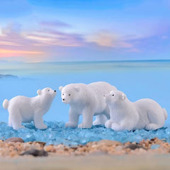 10pcs Resin Polar Bears Mini Ornaments for Bonsai Deco
