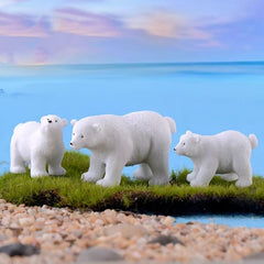 10pcs Resin Polar Bears Mini Ornaments for Bonsai Deco