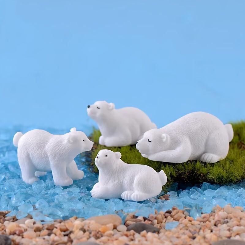 10pcs Resin Polar Bears Mini Ornaments for Bonsai Deco