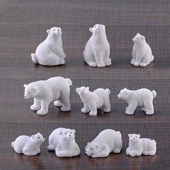10pcs Resin Polar Bears Mini Ornaments for Bonsai Deco
