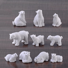 10pcs Resin Polar Bears Mini Ornaments for Bonsai Deco