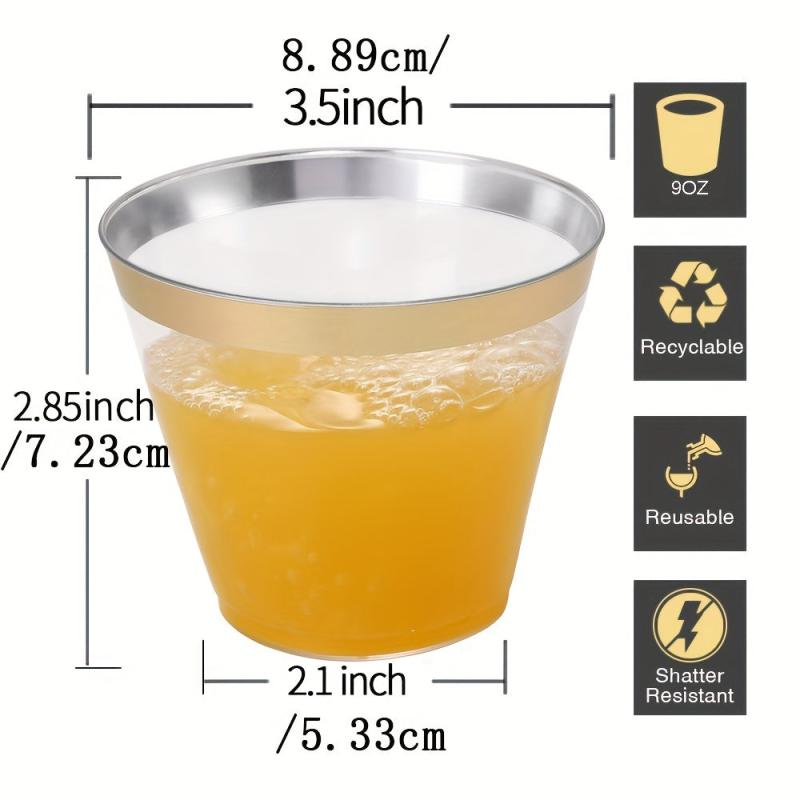 20pcs Golden Plastic Cups 9 oz for Weddings and Parties