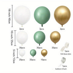 139pcs Green Golden Latex Balloon Arch for Baby Shower Birthday