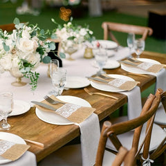 Rustic Burlap Lace Utensil Holder for Weddings and Parties