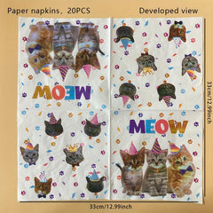 Pet Cat Party Tableware Set Decoration Supplies