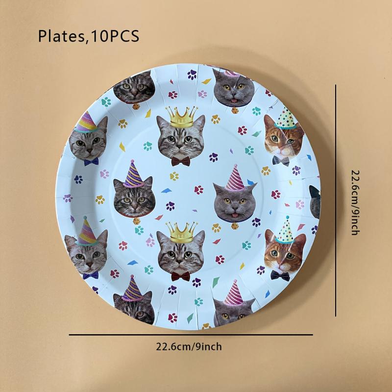 Pet Cat Party Tableware Set Decoration Supplies