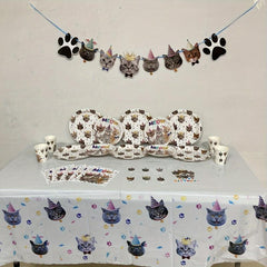 Pet Cat Party Tableware Set Decoration Supplies