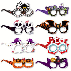 8pcs Halloween Party Eyeglasses Funny Glasses Frame Pumpkin Ghost Eyeball