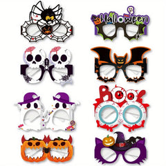 8pcs Halloween Party Eyeglasses Funny Glasses Frame Pumpkin Ghost Eyeball