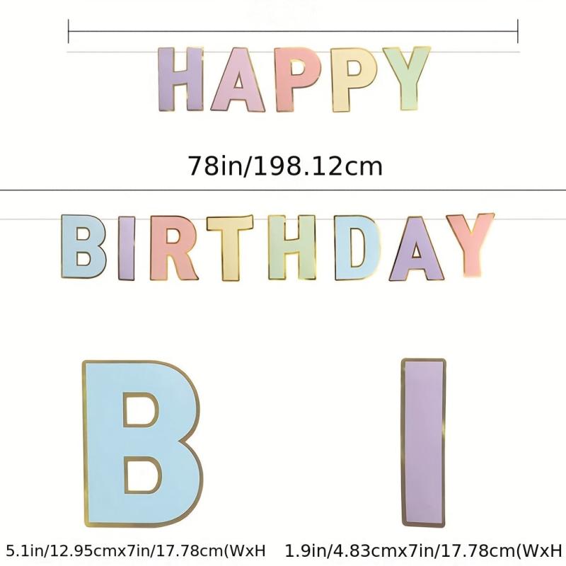 Happy Birthday Banner Crayon Macaron Colorful Letter Banner