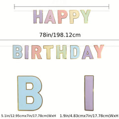 Happy Birthday Banner Crayon Macaron Colorful Letter Banner