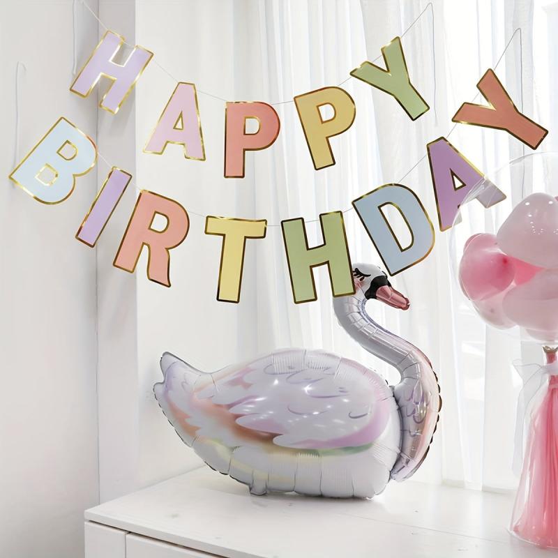 Happy Birthday Banner Crayon Macaron Colorful Letter Banner