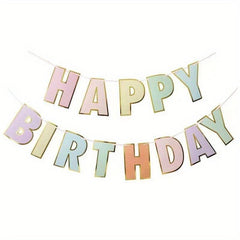 Happy Birthday Banner Crayon Macaron Colorful Letter Banner