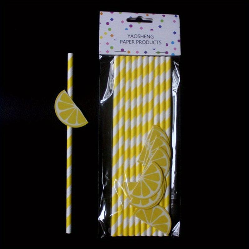 10pcs Hawaiian Party Straws Decorative Fruit Collection With Cardstock Straws
