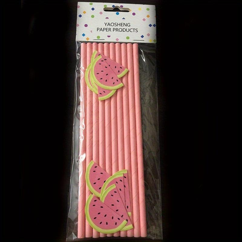 10pcs Hawaiian Party Straws Decorative Fruit Collection With Cardstock Straws