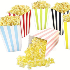 12pcs Colorful Striped Popcorn Boxes Small Paper Containers