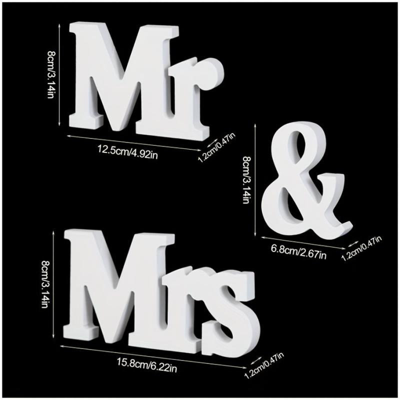 3pcs Mr & Mrs Wooden Sign Rustic Wedding Decoration Favor