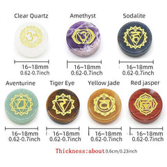 7pcs Chakra Crystal Beads with Engraved Symbols for Reiki Healing