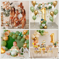 1st Birthday Jungle Decoration with Safari Balloons