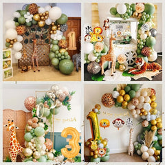 1st Birthday Jungle Decoration with Safari Balloons