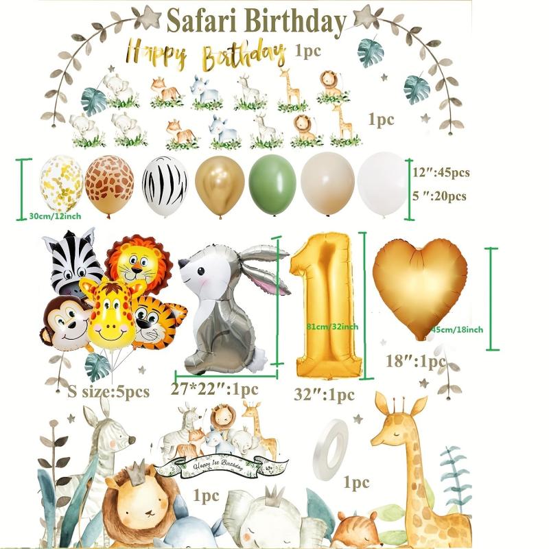 1st Birthday Jungle Decoration with Safari Balloons