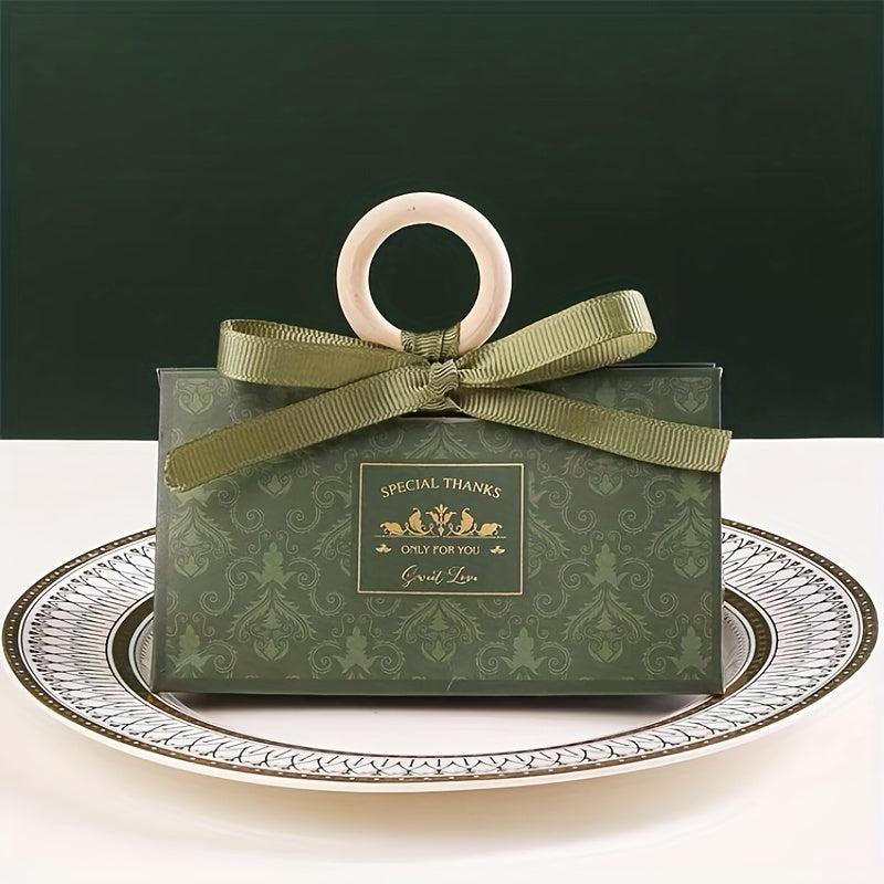 10pcs Green Triangle Candy Boxes for Weddings and Parties