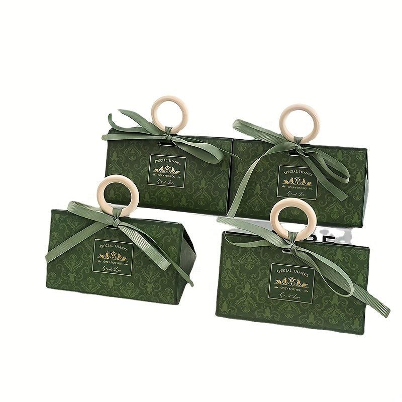 10pcs Green Triangle Candy Boxes for Weddings and Parties