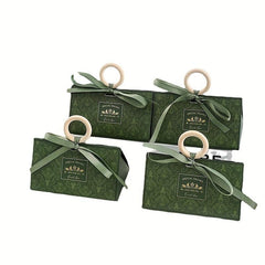 10pcs Green Triangle Candy Boxes for Weddings and Parties