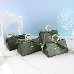 10pcs Green Triangle Candy Boxes for Weddings and Parties