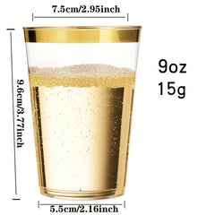 10/25pcs Golden Edge Aviation Cup for Weddings and Parties