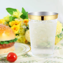 10/25pcs Golden Edge Aviation Cup for Weddings and Parties