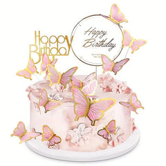10pcs Happy Birthday Butterfly Cake Decoration