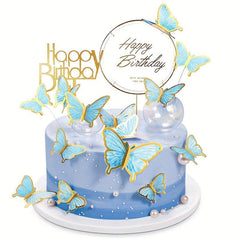 10pcs Happy Birthday Butterfly Cake Decoration