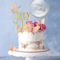 10pcs Happy Birthday Butterfly Cake Decoration