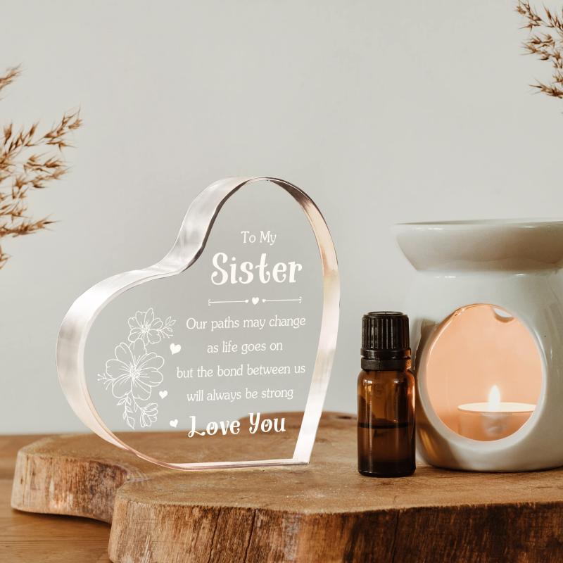 Sister Sister Birthday Acrylic Heart Keepsake Sign Gift