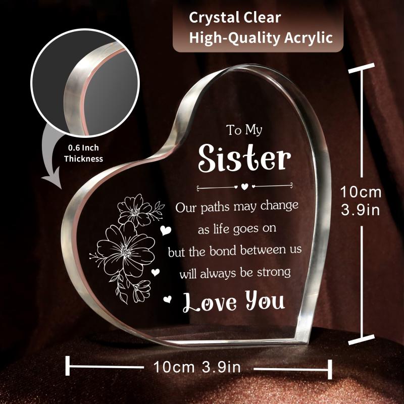 Sister Sister Birthday Acrylic Heart Keepsake Sign Gift