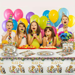 Wild One Birthday Party Supplies Set for Girl 1st Birthday - Serves 20 Guests