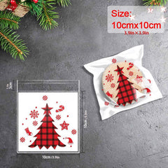 100pcs Christmas Candy Cookie Plastic Bags - Festive Party Supplies
