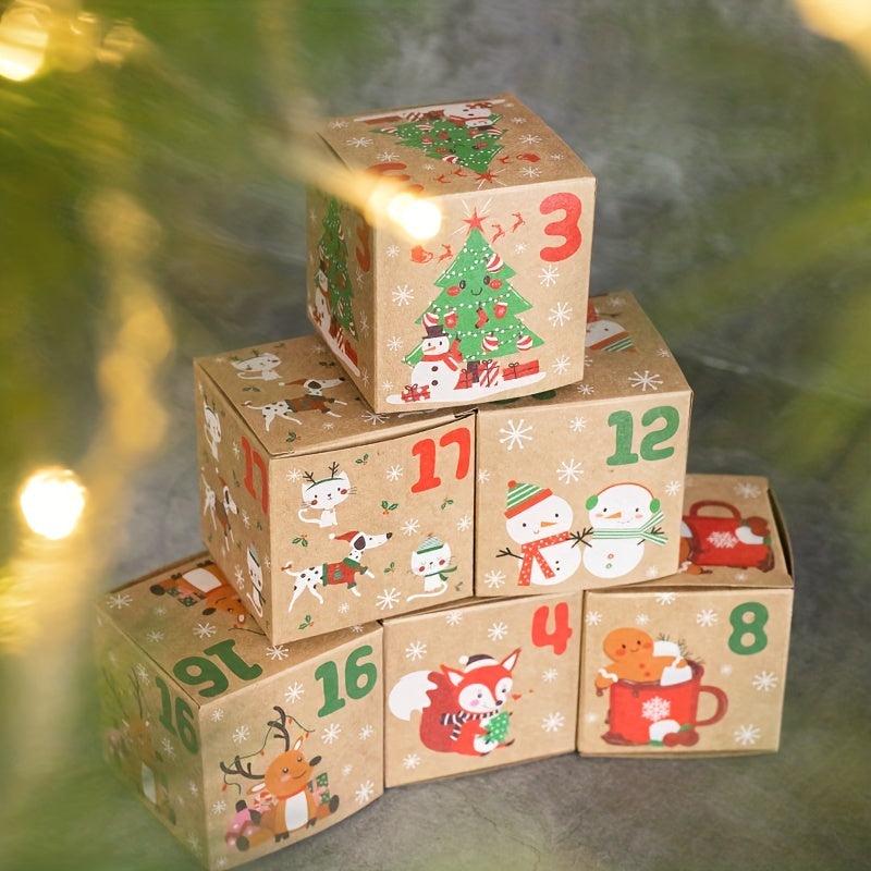 24PCS Christmas Advent Calendar Boxes For Candy 24 Days Countdown To Christmas
