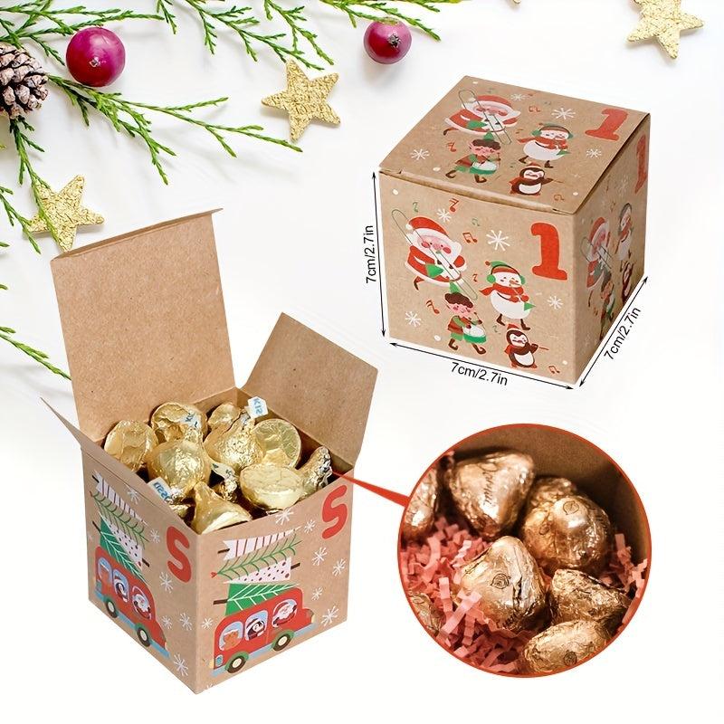 24PCS Christmas Advent Calendar Boxes For Candy 24 Days Countdown To Christmas