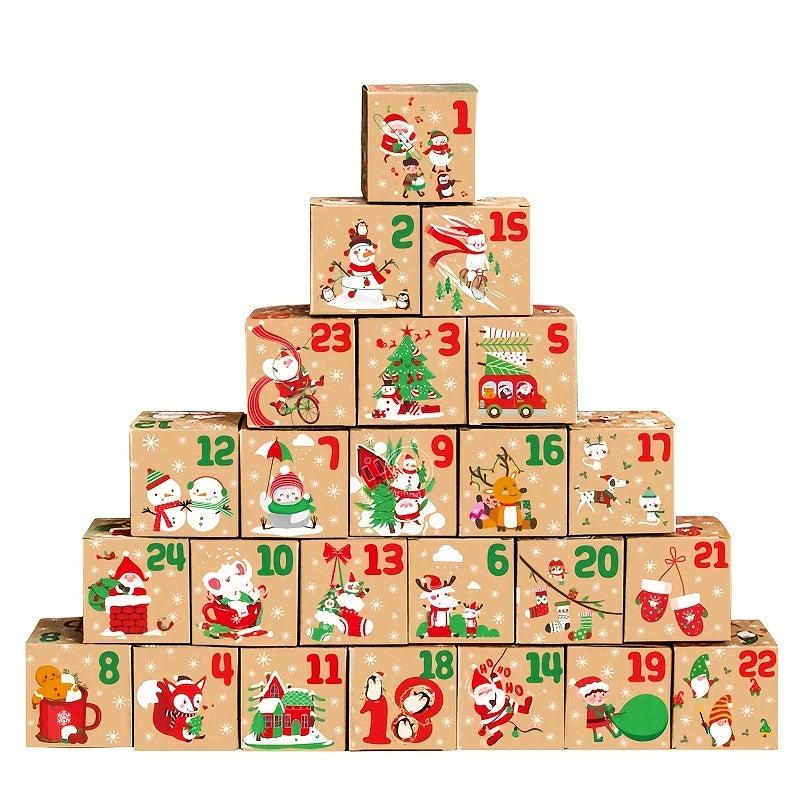 24PCS Christmas Advent Calendar Boxes For Candy 24 Days Countdown To Christmas