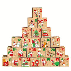 24PCS Christmas Advent Calendar Boxes For Candy 24 Days Countdown To Christmas
