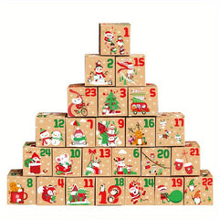 24PCS Christmas Advent Calendar Boxes For Candy 24 Days Countdown To Christmas