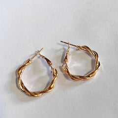 Interweave Twist Metal Circle Earrings Geometric Round Hoop Retro Party Jewelry