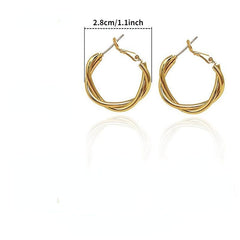 Interweave Twist Metal Circle Earrings Geometric Round Hoop Retro Party Jewelry