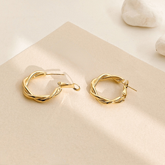 Interweave Twist Metal Circle Earrings Geometric Round Hoop Retro Party Jewelry