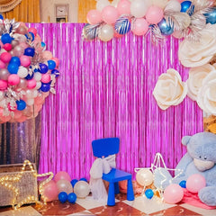 1pc Halloween Fuchsia Foil Fringe Curtain 99X99 Backdrop Photo Booth Props