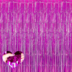 1pc Halloween Fuchsia Foil Fringe Curtain 99X99 Backdrop Photo Booth Props