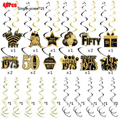 40pcs Golden 1st Birthday Party Supplies Spiral Ornament Charm Decoration